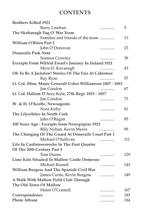 Mallow 2021 Journal contents 