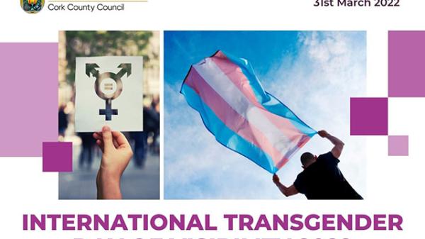 Trans day of visibility poster with flag and Council Logo.