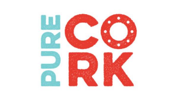 Pure Cork Logo with text 'Pure Cork' in blue and white