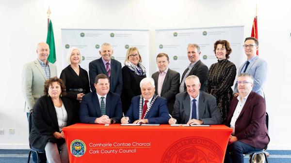 Pictured L-R Cllr. Audrey Buckley, Michael Lynch Divisional Manager, Cork County Council, Mayor of the County of Cork, Cllr. Frank O’Flynn, John O’Mahony Director Arup, Cllr Sean O’Donovan, Cllr Alan Coleman, Carol Conway Carrigaline Municipal District Officer, Cllr. Kevin Murphy, Cllr. Marie O’Sullivan, Kevin Morey Divisional Manager Cork County Council, Cllr. John O’Sullivan, Cllr. Gillian Coughlan, Brian Dunne Bandon-Kinsale Municipal District Officer.