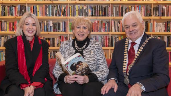 Valerie O'Sullivan, Cheief Executive, Cork County Council,  Minister for Rural and Community Development, Heather Humphreys TD and Mayor of the County of Cork, Cllr. Frank O'Flynn at the official opening of Kinsale Library.