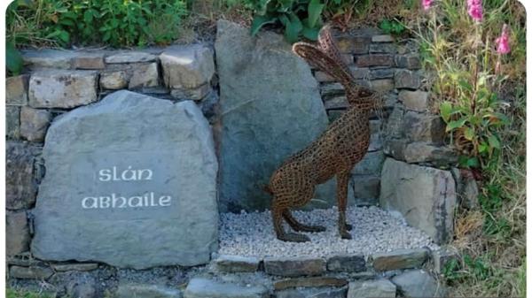 End result of eepair of Hare sculpture from Ahiohill Tidy Towns who received funding through the Local Enhancement Programme.