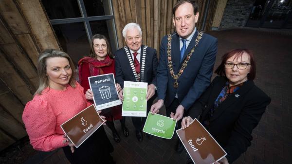 Michelle Green, Cork County Council; Katherine Fitzpatrick, Visit Cork Sustainability Lead; Mayor of the County of Cork, Cllr. Frank O'Flynn; Lord Mayor of Cork, Cllr Kieran McCarthy; Lorraine Leahy, Cork City Council, at the new Fota Wildlife Park Education Centre, venue for the upcoming 'Waste Not, Want Not' conference on 31st January.