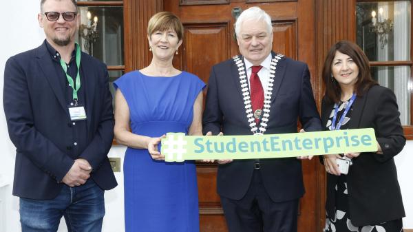 Gary Lowe, Programme Co-Ordinator Student Enterprise Programme, Sharon Corcoran, Director of Services, Economic Development, Enterprise and Tourism, Cork County Council, Cllr Frank O'Flynn Mayor of the County of Cork, and Joan Kelleher, Event Organiser, Local Enterprise Office Mallow, pictured at the Springfort Hall Hotel Mallow.