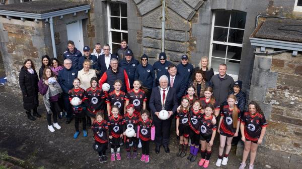 Mayor of the County of Cork, Cllr Frank O’Flynn, Michael Lynch, Divisional Manager South Cork, Elected Members of Cork County Council, Cork County Council Staff and members of Crosshaven GAA Club. 