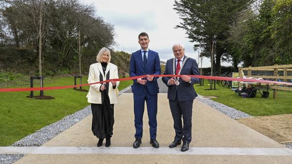 Pictured at the opening of Phase 1 of the Midleton to Youghal Greenway were Valerie O'Sullivan, Chief Executive, Cork County Council; Minister Jack Chambers TD and Cllr. Frank O'Flynn, Mayor of the County of Cork.