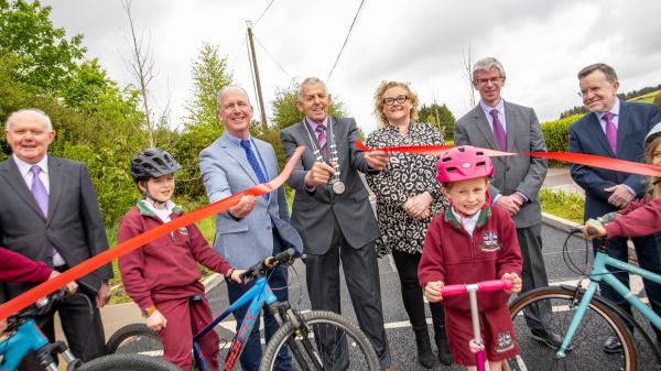 Ribbon cutting ceremony for the opening of Belgooly Safe Route to School.