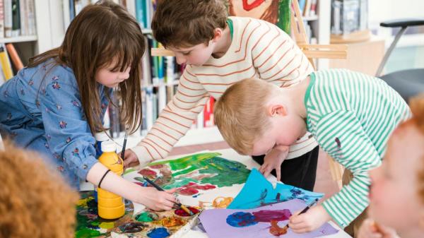 Children Playing in a library