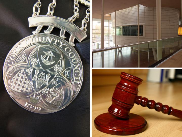 Mayoral Chains, Council Chamber and a Gavel in a Collage