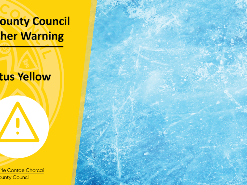Yellow Weather Warning with image of ice