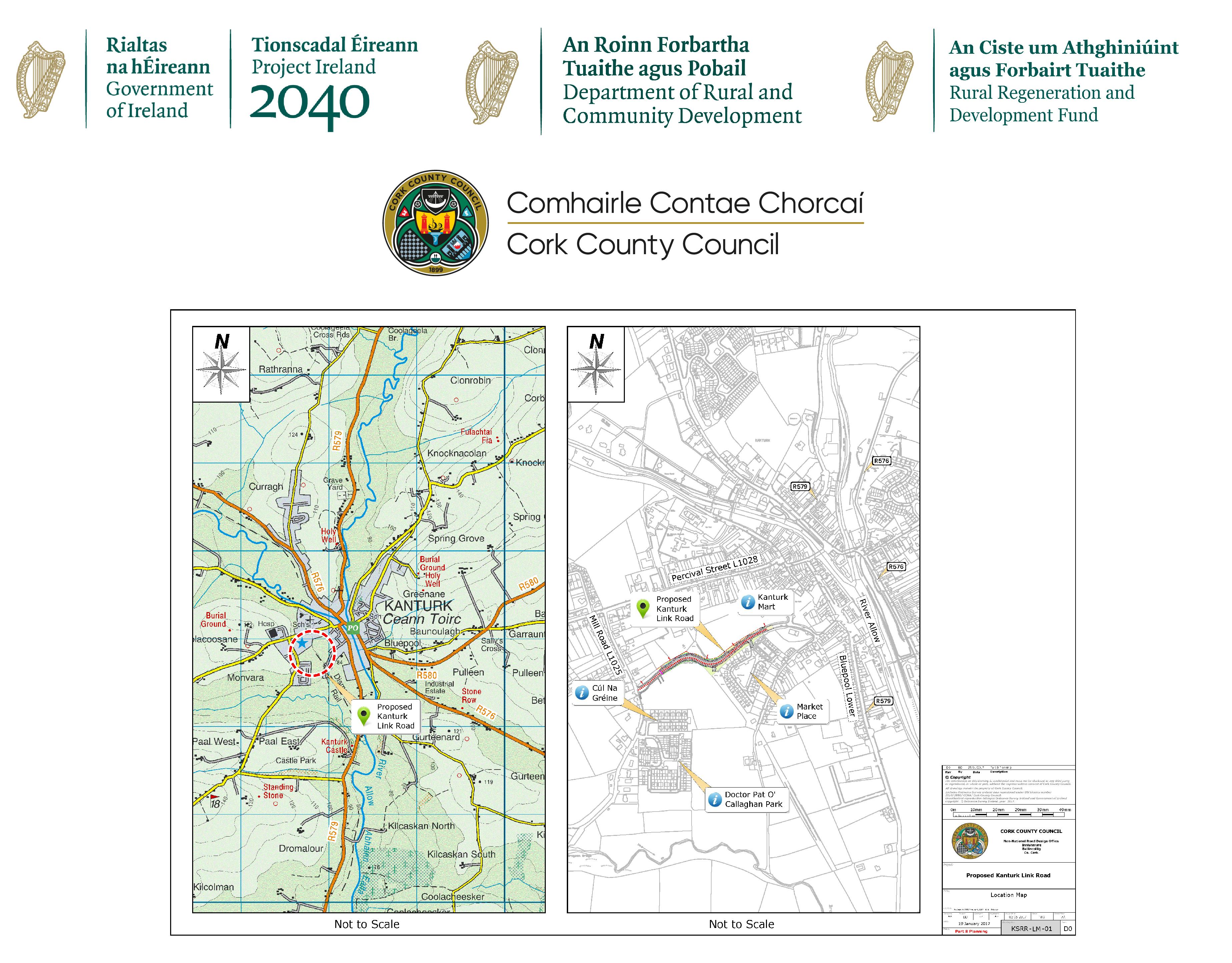 Kanturk Link Road map and logos