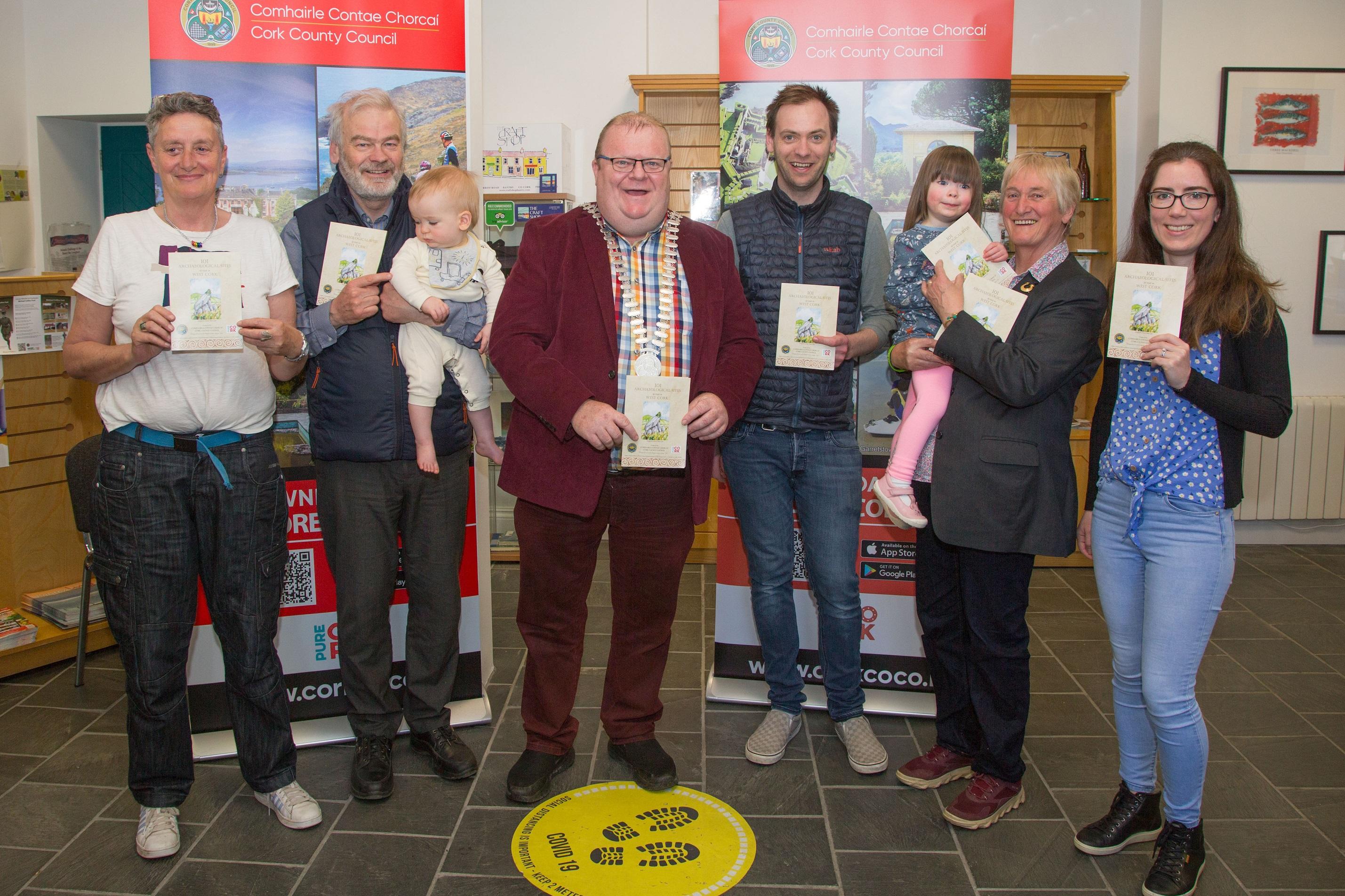 Cork County Council has launched the 101 Archaeological Sites to Visit in West Cork map. Produced by Cork County Council’s Heritage Unit, it is a useful guide for anyone wishing to experience at first hand the wonderful rich archaeological heritage of the West Cork from Kinsale to Mizen Head. Pictured at Bantry Tourist Office is Katey Sleeman, Denis Power holding Noah Power, MayorDanny Collins, Hugh Sleeman Power, Fiadh Power,  Mary Sleeman,  Ann Marie White