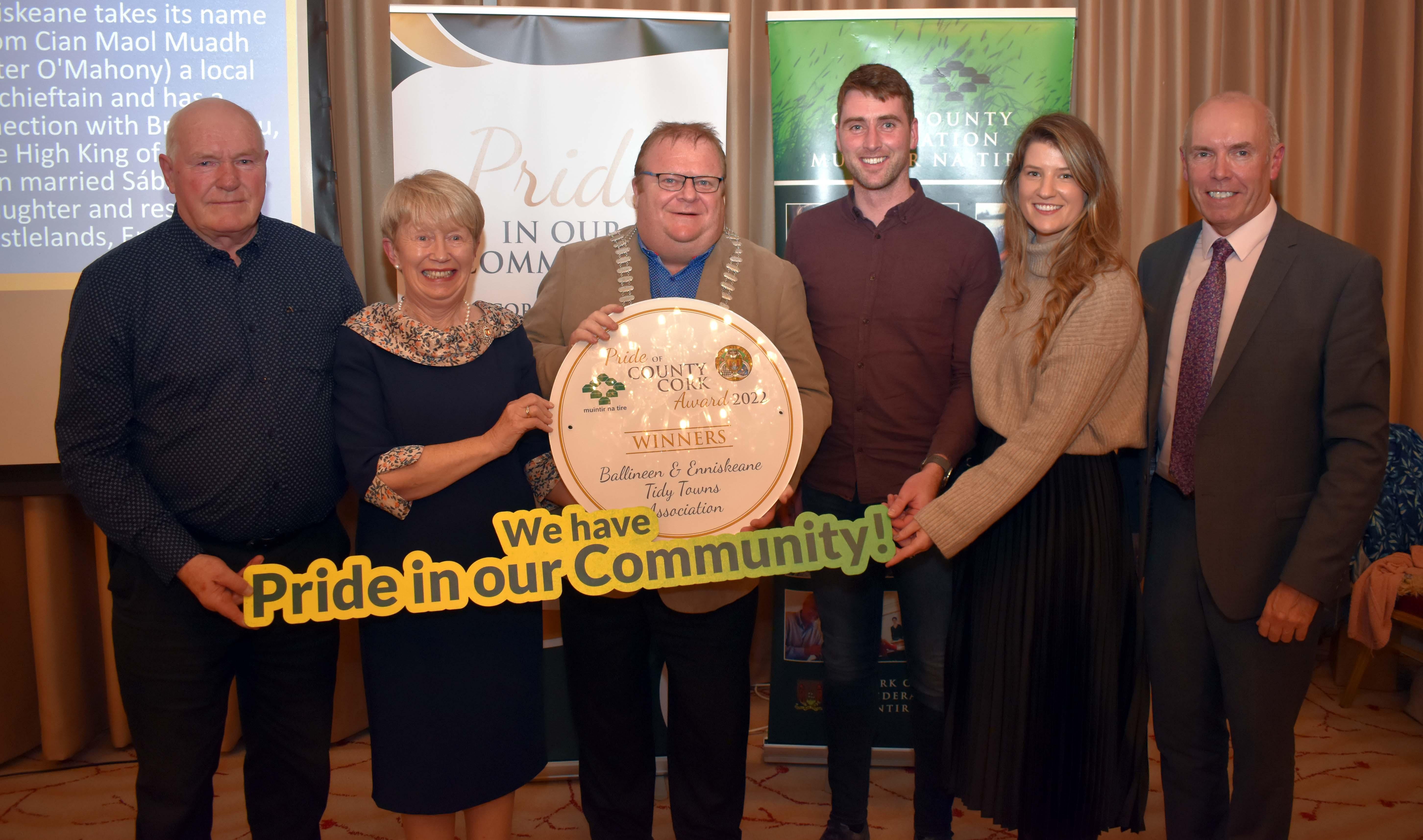 Mayor Collins presenting the Pride in County Cork Award to Ballineen and Enniskeane Tidy Towns Association