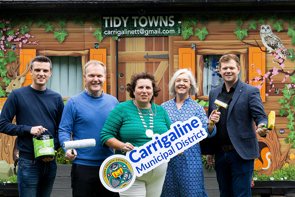 Cllr Ben Dalton O'Sullivan; Cllr Seamus McGrath; Cllr Audrey Buckley, Chair of Carrigaline Municioal District; Carol Conway, Cork County Council, and Cllr Jack White, pictured in Carrigaline, Co Cork, where Cork County Council has announced the Streetscape Painting, Signage and Improvement Scheme 2023 for Carrigaline Town and Passage West/ Glenbrook/ Monkstown. 