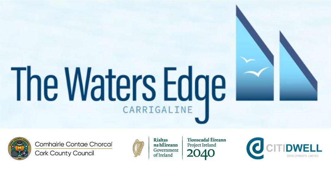 Four Logos The Water Edge Carrigaline, Cork County Council, The Government of Ireland and CITIDWELL