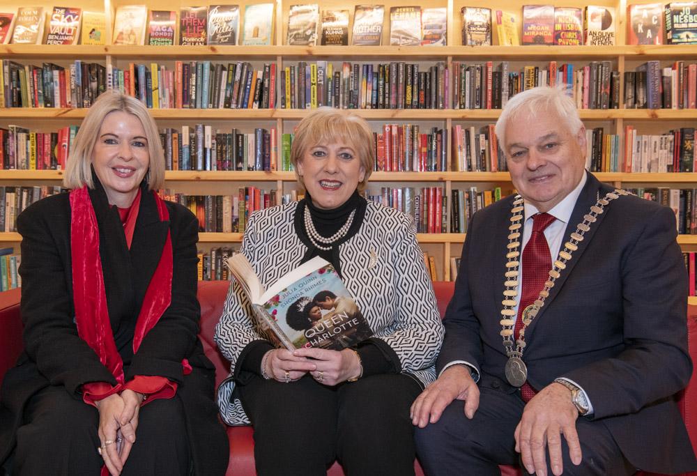 Valerie O'Sullivan, Cheief Executive, Cork County Council, Minister for Rural and Community Development, Heather Humphreys TD and Mayor of the County of Cork, Cllr. Frank O'Flynn at the official opening of Kinsale Library.
