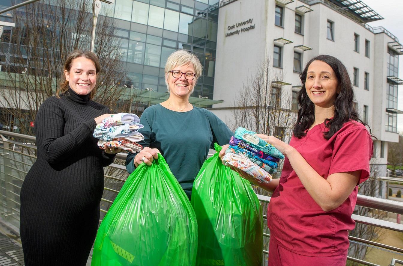 . Pictured at the launch of the Cloth Nappy Initiative at CUMH are expectant mothers and staff members Midwife Roisin O’Connor and Dr Cathy Rowland, SpR with Dr Cathy Burke, Consultant Gynaecologist / Obstetrician, Cork University Maternity Hospital.