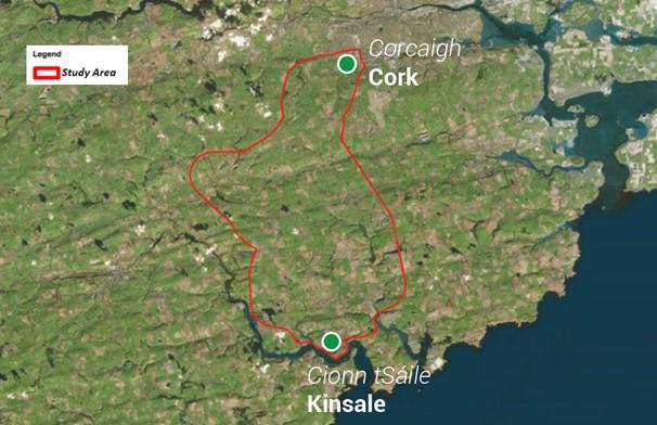 Cork to Kinsale Greenway Study Area.