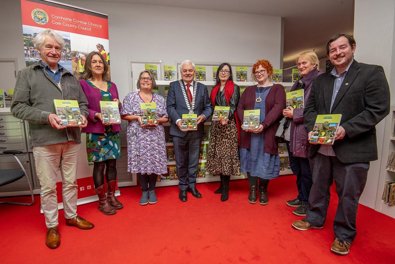 Eight people, including the Mayor of the County of Cork, Cllr. Frank O'Flynn at the launch of 'The Natural Heritage of County Cork'.