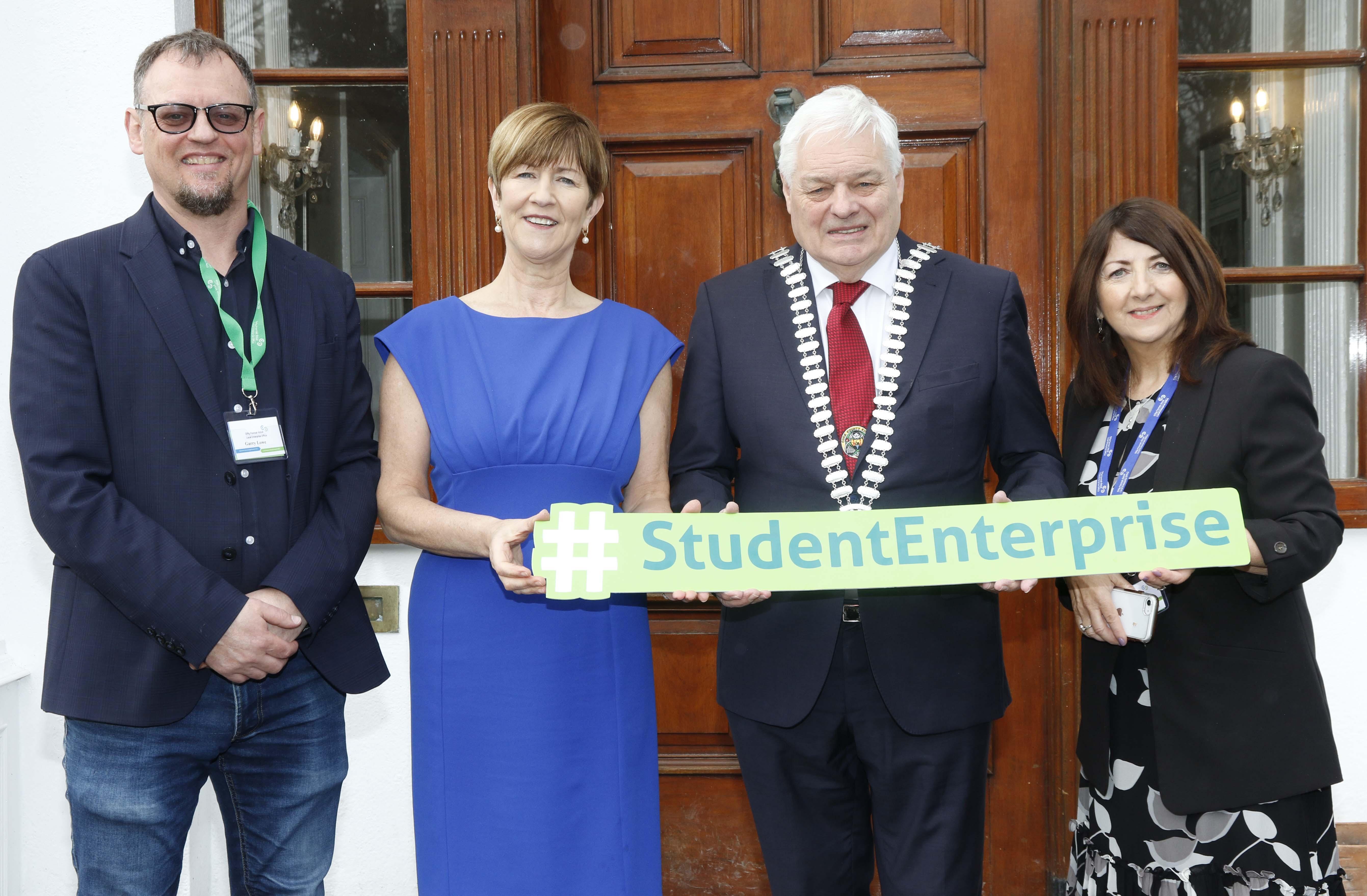 Gary Lowe, Programme Co-Ordinator Student Enterprise Programme, Sharon Corcoran, Director of Services, Economic Development, Enterprise and Tourism, Cork County Council, Cllr Frank O'Flynn Mayor of the County of Cork, and Joan Kelleher, Event Organiser, Local Enterprise Office Mallow, pictured at the Springfort Hall Hotel Mallow.