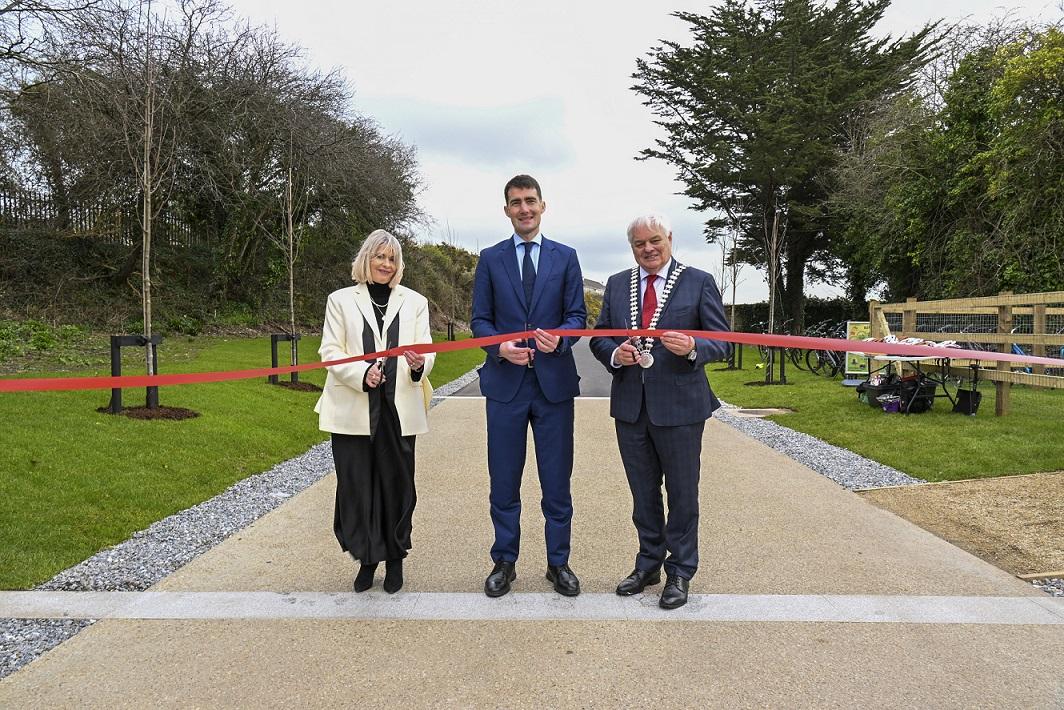 Pictured at the opening of Phase 1 of the Midleton to Youghal Greenway were Valerie O'Sullivan, Chief Executive, Cork County Council; Minister Jack Chambers TD and Cllr. Frank O'Flynn, Mayor of the County of Cork.