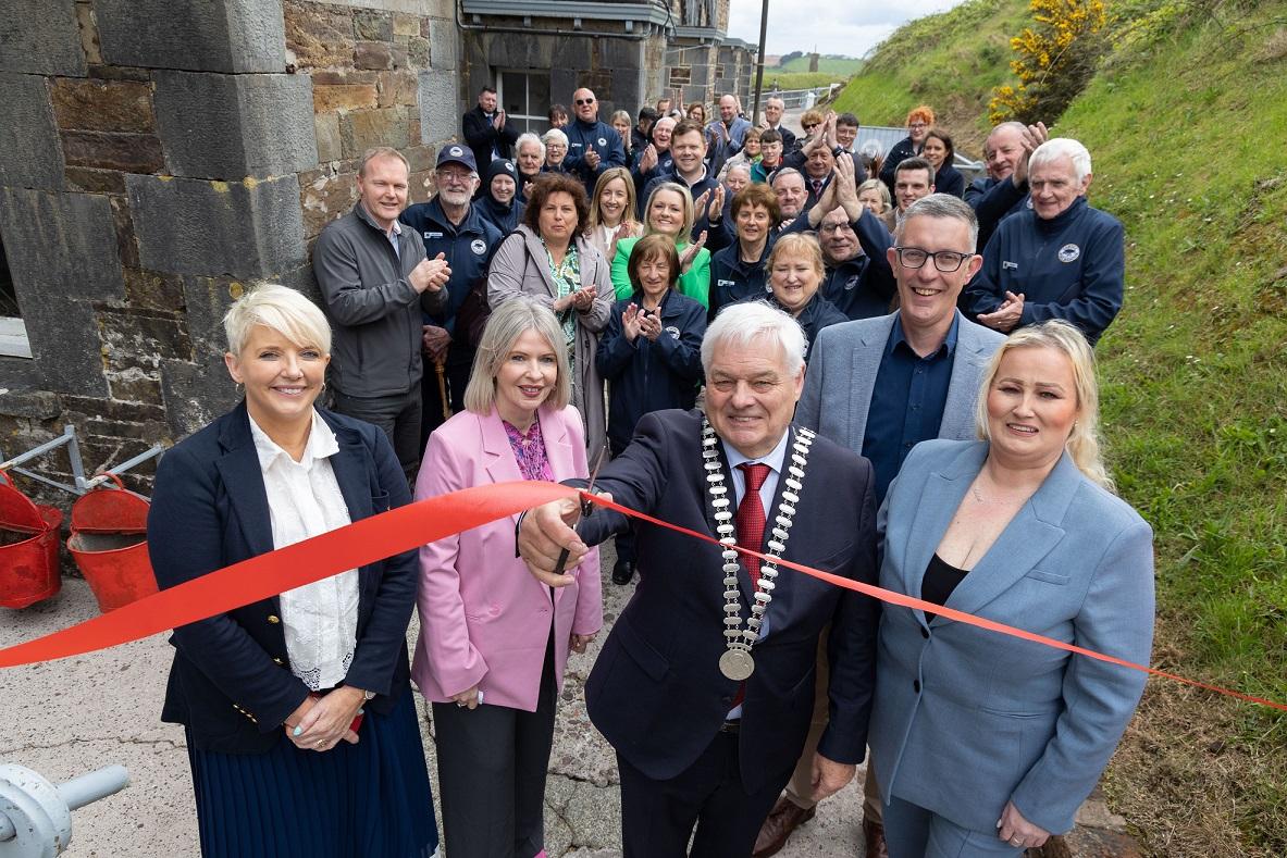 Mayor of the County of Cork, Cllr. Frank O’Flynn, cutting ribbon at Camden Fort Meagher Official Reopening