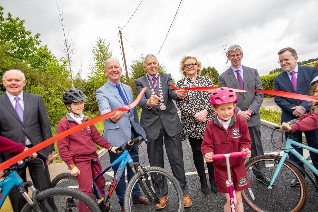 Ribbon cutting ceremony for the opening of Belgooly Safe Route to School.