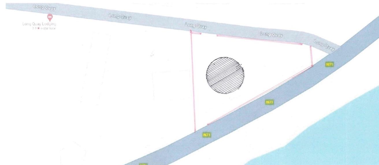 Map showing Croppy Park perimeter marked in red. Black Circle indicates cordoned-off storm tank.