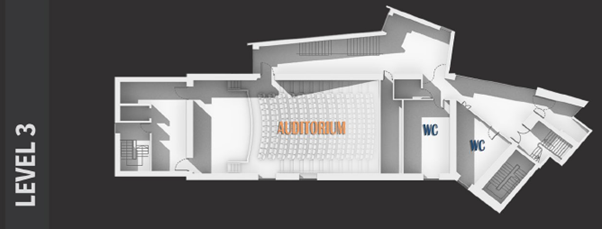 A floor plan of a theatre.